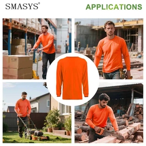 T-<span class=keywords><strong>shirt</strong></span> de sécurité haute visibilité à manches longues <span class=keywords><strong>pour</strong></span> homme, 130 g/m², respirant, séchage rapide, fluorescent, <span class=keywords><strong>pour</strong></span> le travail en extérieur - Product Image 5