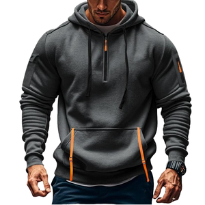 Pull à capuche décontracté pour homme, collection automne-hiver 2025, avec fermeture éclair, poches latérales multi-zippées, doublure polaire imperméable, grandes tailles - Product Image 1