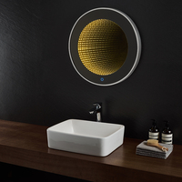 Miroir LED rond moderne à lumière jaune Tunnel