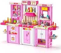 Ensemble de jeu 3 en 1 : Grande cuisine, coiffeuse et table avec sons et lumières pour tout-petits