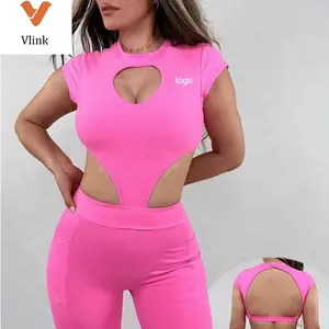 Vlink plus size cut out front shein heart backless latex jumpsuits & bodysuits playsuits & bodysuit for femme