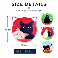 Sous-verres pour amoureux des chats, cadeau amusant en céramique imprimé UV, résistant à la chaleur, antidérapant, accessoires de décoration mignons pour la maison et la cuisine