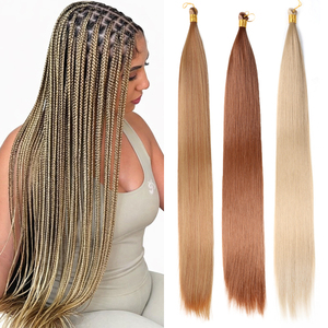 Extensiones de Cabello Sintético Preestirado de 22 Pulgadas y 150 g, Cabello Liso Sedoso para Trenzas, Cabello Ombre para Trenzas Africanas, Extensiones de Ganchillo - Product Image 1