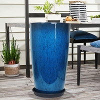 Pots de fleurs en plastique émaillés pour jardin, très demandés, avec soucoupe, 21 pouces de haut
