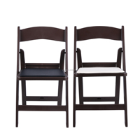 Chaise pliante en résine avec coussin rembourré en PVC et finition imitation bois pour événements, Wimbledon et jardin - Vente en gros