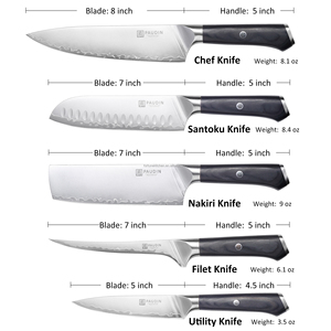 Bán buôn Sharp Nhật Bản Knife Set Damascus thép đầu bếp dao Nakiri Santoku VG10 Cleaver 3 lớp thực Damascus dao nhà bếp - Product Image 5