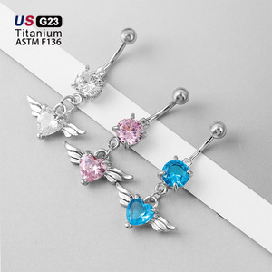 Bijoux de <span class=keywords><strong>piercing</strong></span> en titane F136, anneau de <span class=keywords><strong>nombril</strong></span> CZ, anneau de <span class=keywords><strong>nombril</strong></span> hypoallergénique G23, anneau de <span class=keywords><strong>nombril</strong></span> <span class=keywords><strong>ange</strong></span> - Product Image 5