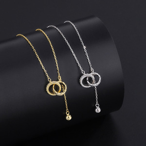 Collier à pampilles entrelacées tendance avec micro-incrustations de diamants pour femme, accessoire de cou polyvalent haut de gamme - Product Image 3