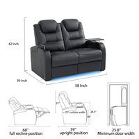 Canapé électrique moderne deux places en cuir véritable avec fauteuil inclinable électrique, rembourrage en mousse à mémoire de forme, structure en bois extensible