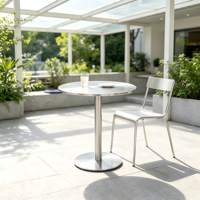 Table à piétement rond en acier brossé, base de table d'appoint en métal à colonne unique pour café, salon, maison, balcon