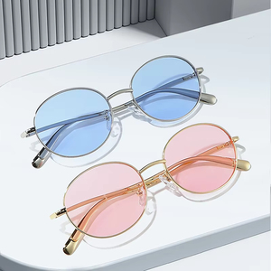 Lunettes de soleil rondes en métal rétro 2025 avec logo personnalisé, monture petite, style punk, protection UV400 pour hommes et femmes - Product Image 3