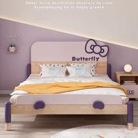 Lit simple en bois massif pour enfants, bois ciré blanc, mobilier original, style princesse simple, lit combiné pour fille