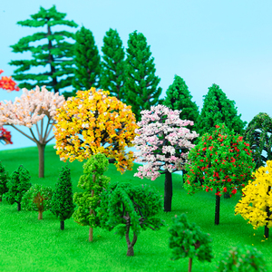 Cua Vương Quốc Thu Nhỏ Nhựa Mô Hình Nhân Tạo Cây Kit 30-40Pcs Quy Mô 1:24 Train Đường Sắt Bố Trí Núi Cát Bảng DIY Bộ - Product Image 2