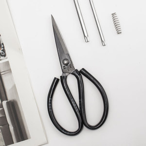Carbon Steel <b>Kitchen</b> Scissors Black Industrial Grade For Household And Leather Cutting 18Cm - Product Image 2