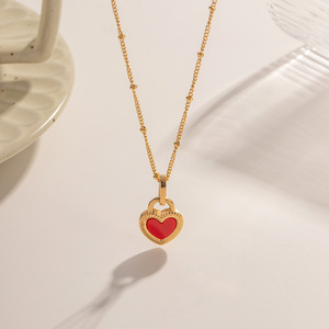 Collar de Corazón de Doble Cara Geométrico de Lujo Ligero, Estilo INS, Chapado en Oro de 18K, Colgante de Acero Inoxidable - Product Image 2