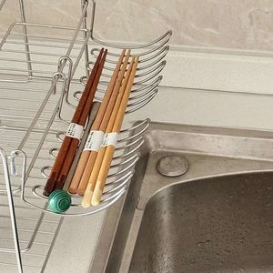 Soporte para palillos colgante de acero inoxidable, forma ovalada, accesorio de drenaje de cocina de secado rápido, diseño minimalista moderno - Product Image 1