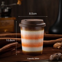 Tasse à café en céramique tournée au four, grande capacité, dégradé de couleurs, portable, pour capsules et boissons gazeuses, au design esthétique.