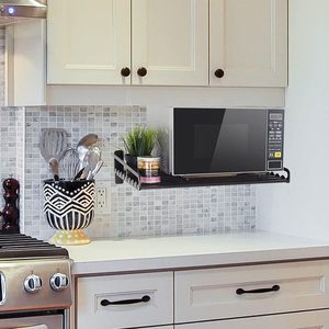Étagère pour <span class=keywords><strong>micro</strong></span>-ondes support mural mural support de <span class=keywords><strong>four</strong></span> électrique mural étagère cuisine mur Pot casserole support poids portant - Product Image 3