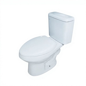 WC monobloc moderne en céramique blanc brillant avec chasse double, cuvette en céramique écologique pour salle de bain d'hôtel - Product Image 1