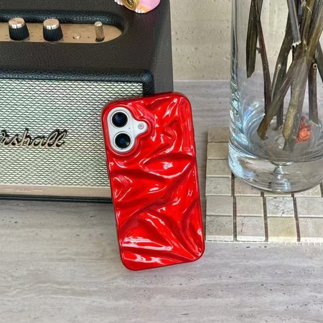 New  Arrival Christmas Red Wrinkled Mobile TPU Phone case for iPhone 16 Pro Max  Soft Fashion Mobile Phone case