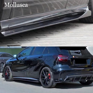 Pour Mercedes CLA-Class W117 C117 : Jupes latérales en fibre de carbone style R pour pare-chocs arrière 2013-2020 - Product Image 2