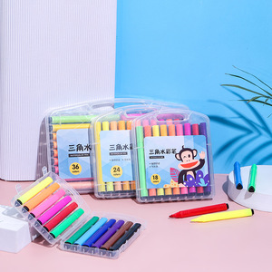 Factory Suppliers Custom Washable Fiber Tip 12/24/36/48 Colored Triangle <b>Watercolor</b> Marker <b>Pen</b> for Kids Painting Coloring - Product Image 2