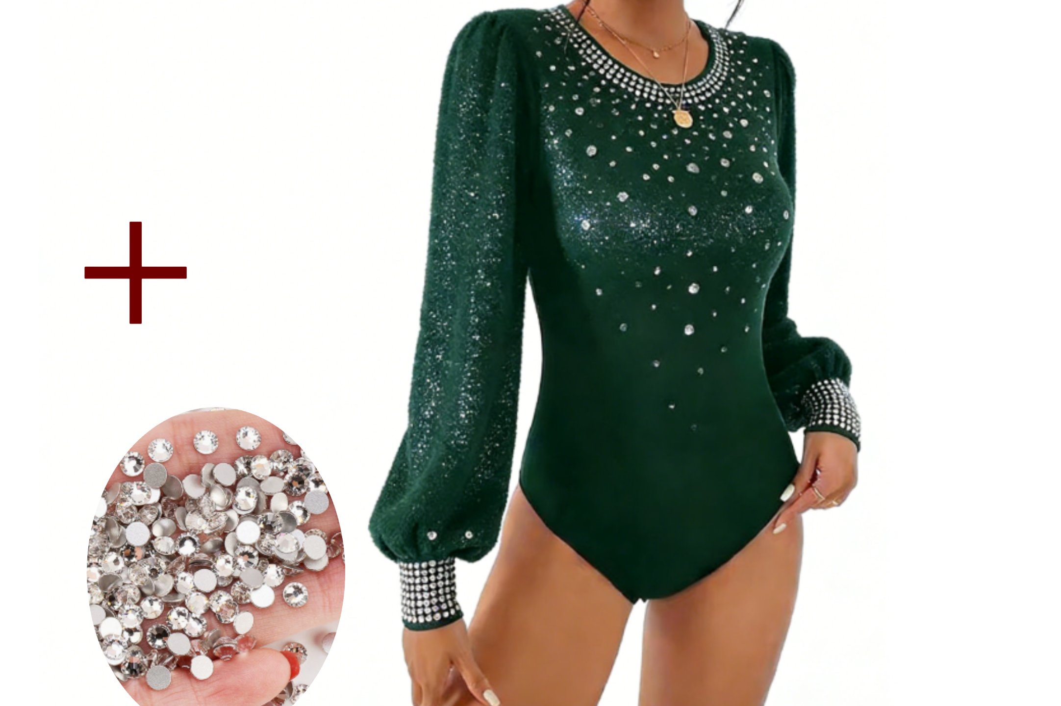 Verde scuro + Strass Fai da Te