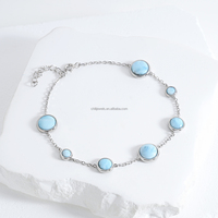 Bracelets de charme en pierre naturelle Larimar de 8 mm, perles rondes, bijoux fantaisie haut de gamme en gros pour cadeau