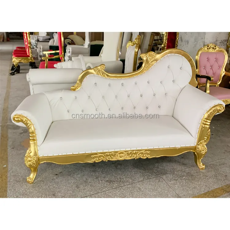 Hot Recommend New Love Seat Luxury Wedding Gold Royal King Queen Throne Sofa Chair For Wedding