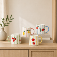 Tasses à fruits colorées peintes à la main SWT : Illuminez vos moments de café quotidiens avec un charme joyeux pour les cuisines européennes et américaines
