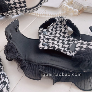 Arnés para Perro con Diseño de Pata de Gallo, Ajustable, Negro, con Patrón Geométrico, para Perros, Gatos, Ositos de Peluche, Bichón Frisé, Correa para Pasear - Product Image 5