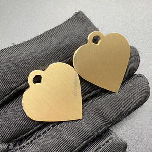 Colgante de latón macizo en forma de corazón en blanco para estampado personal Etiqueta de latón personalizada de 1 pulgada - Product Image 4