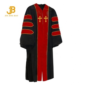 Robes longues brodées de croix pour prêtre, <span class=keywords><strong>pasteur</strong></span>, église chrétienne, chœur, adultes, robe de remise de diplôme de doctorat, noir et rouge pour adultes - Product Image 4