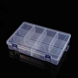 Caja de almacenamiento de plástico transparente con 10 compartimentos y tapa para joyería, herramientas de papelería y piezas pequeñas, caja organizadora de 29,7x19,7x5,8 cm - Product Image 1