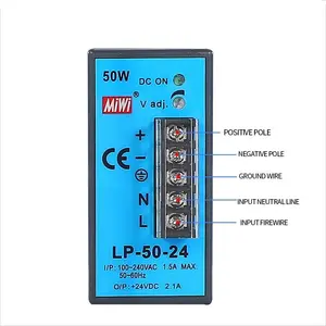 MiWi LP-50-24 din rail mounted SMPS 50W 230v ac to 24v dc power supply 50 watt 24volt dc LED switching power supply