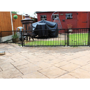 Valla de seguridad clásica para perros de hierro forjado para exteriores y puerta personalizada para patio trasero, corralito de seguridad para mascotas, valla de barrera para ejercicios - Product Image 3