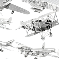 Puzzle 3D en métal d'avion, modèle d'avion, kit d'assemblage DIY, hélicoptère vintage, cadeau de décoration