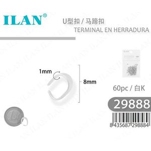 Fibbia a U ILAN 8mm Bianco K 60 pezzi per creazione di gioielli - Product Image 1