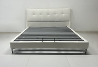 Cadre de lit rembourré Japandi avec tête de lit capitonnée, mobilier de chambre moderne