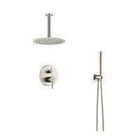Système de douche de luxe chromé 8 pouces pour montage mural ou plafond, ensemble de douche pluie avec mitigeur, système de pommeau de douche pluie pour salle de bain