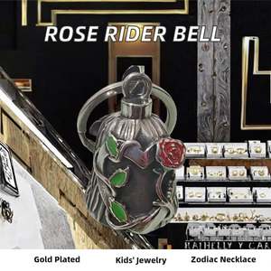 Collar con Colgante de Gremlin Lady Rider y Campana, Cadena de Serpiente Chapada en Oro Rosa con Corazón y Piedra de Zirconia, para Boda, Compromiso o Regalo - Product Image 2