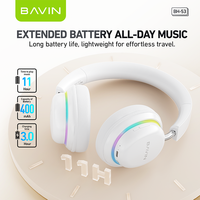 BAVIN Headset 3 warna mode luar ruangan musik BH53 HiFi suara RGB cahaya biru gigi 5.3