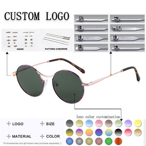 Unisex <b>Round</b> <b>Sunglasses</b> Full Rim Black <b>Frame</b> UV400 Protection Retro Style Adult Casual Wear - Product Image 2