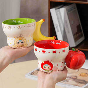 Cute Cartoon Fruit Design Personalized Reusable Ceramic Water Mug for Boys Girls High-Value Household Breakfast <b>Present</b> - Product Image 1
