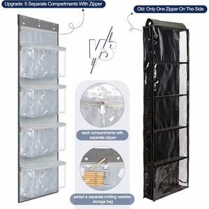 5 Compartments Closet Hanging Yarn Knitting Storage Organizer with Zipper Closure Yarn Over Door Display Holder - Product Image 3