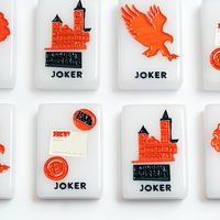 Tuiles de mahjong en acrylique blanc de l'université Auburn, jeu de mahjong américain, boîte personnalisée, cadeau