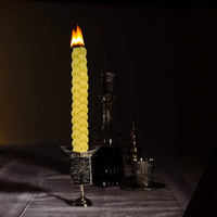 Bougie artisanale de style jérusalémien, bougies de Havdalah tressées jaunes, cire de paraffine plate, articles rituels juifs en gros