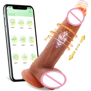 Nuovo aggiornamento funzione di controllo del riscaldamento cellulare funzione di stimolo telescopico forte vibrazione G punto vibrante Dildo realistico