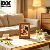 Bingkai Foto Kayu Solid Berlapis Kulit Coklat DX Designs Ukuran 4x6 5x7 8x10 Inci, Bingkai Gambar Kayu untuk Dekorasi Rumah, Dapat Diletakkan di Meja & Dipasang di Dinding