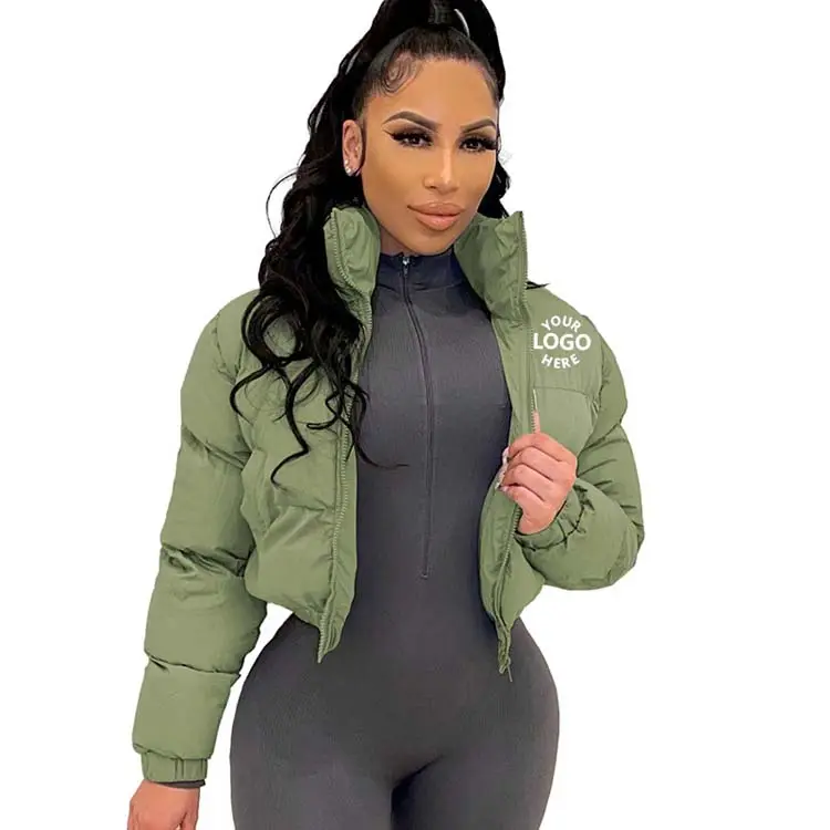 High quality 2022 custom ladies short outwear clothes winter crop puffer jacket for women